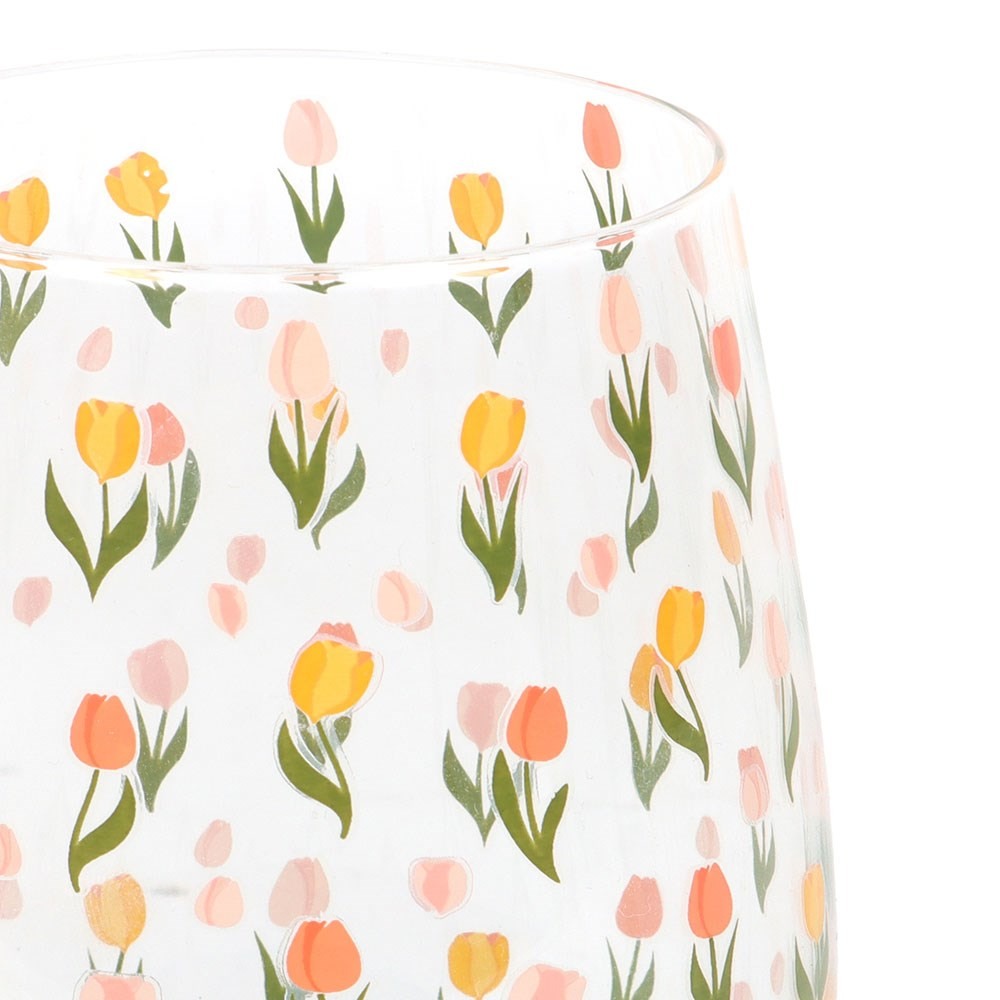 Something Different - Tulip Print Stemless Glaswaren - Mehrfarben